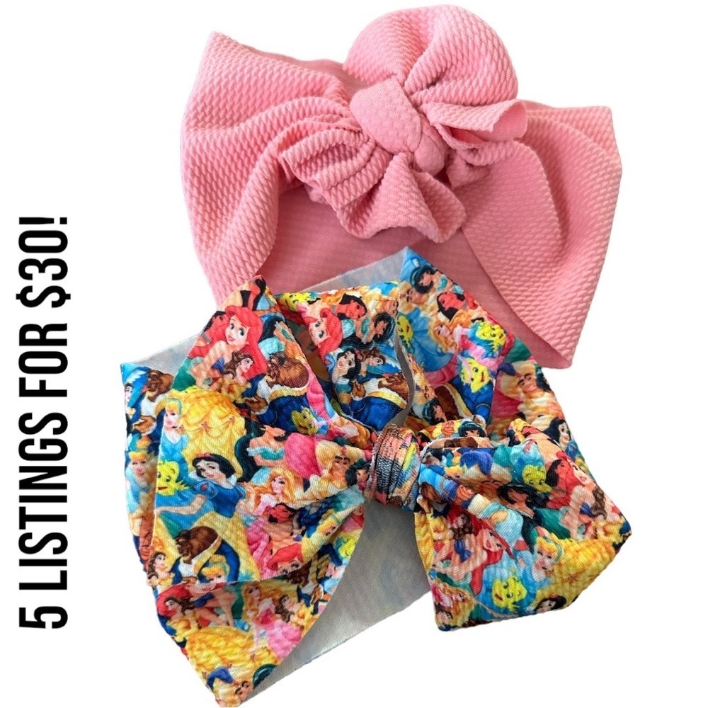 Baby girl hair bows lot- Disney Princess and pink